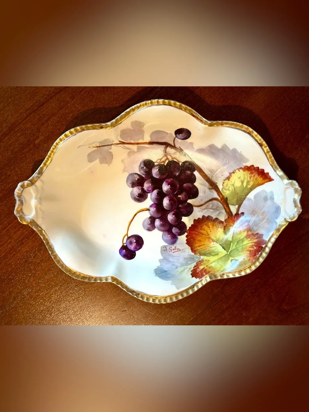 Antique Blakeman-Henderson Hand-Painted Serving Bowl, Limoges, France